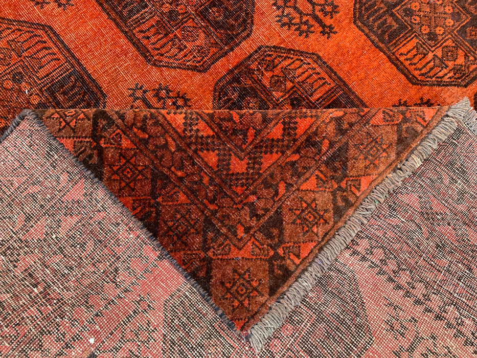 KBHM-1100 Hand-Knotted Persian Wool Rug – 8'4" x 5'5" Orange/Brown Geometric Tribal Rug