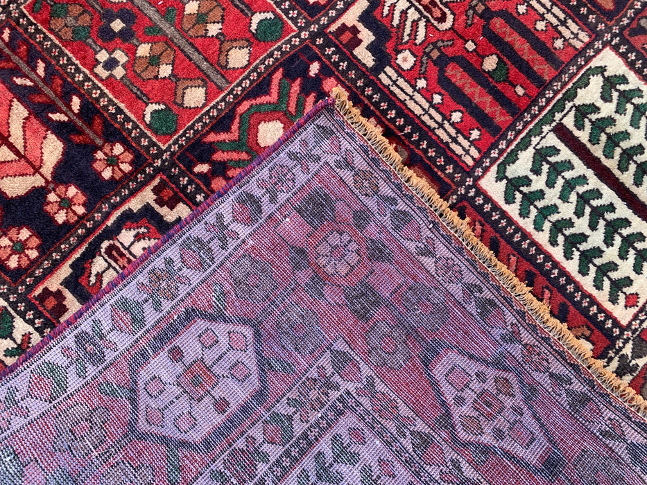KBHM-1101 Hand-Knotted Persian Wool Rug – 10'5 x 6'8 Red, Ivory & Brown Panel Design Area Rug