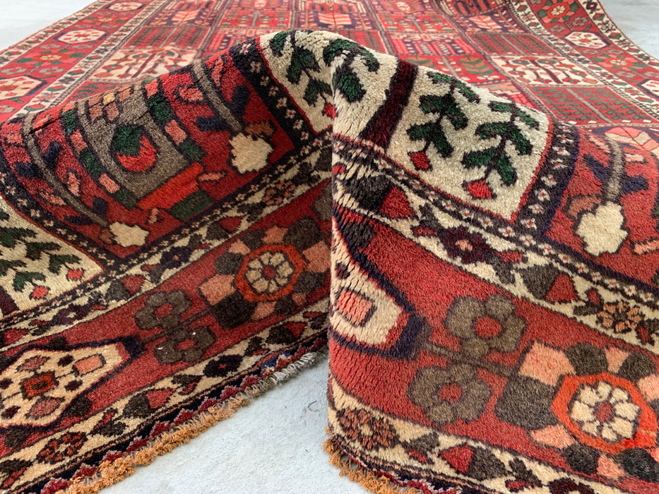 KBHM-1101 Hand-Knotted Persian Wool Rug – 10'5 x 6'8 Red, Ivory & Brown Panel Design Area Rug