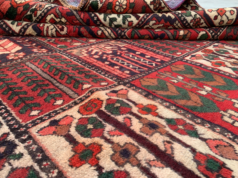 KBHM-1101 Hand-Knotted Persian Wool Rug – 10'5 x 6'8 Red, Ivory & Brown Panel Design Area Rug