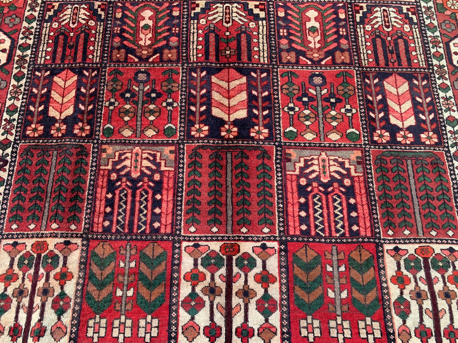 KBHM-1101 Hand-Knotted Persian Wool Rug – 10'5 x 6'8 Red, Ivory & Brown Panel Design Area Rug