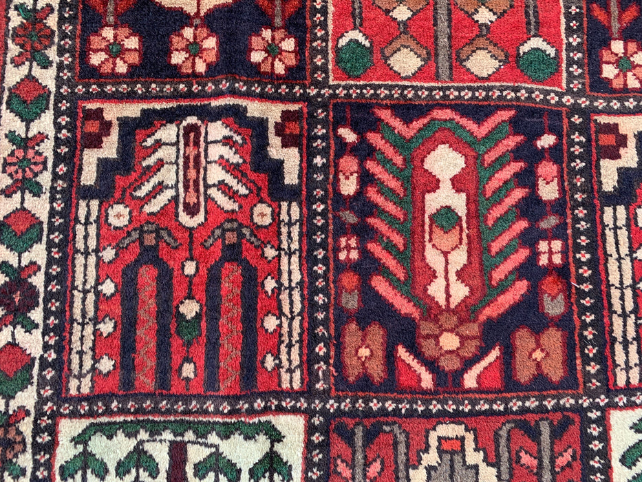 KBHM-1101 Hand-Knotted Persian Wool Rug – 10'5 x 6'8 Red, Ivory & Brown Panel Design Area Rug