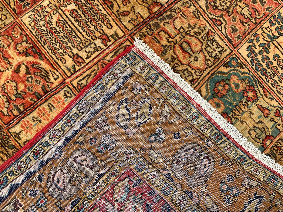 8'10 x 5'4 Hand-Knotted Persian Wool Rug in Beige, Blue, Rust & Gold Traditional Panel Garden Design | KBHM-1102