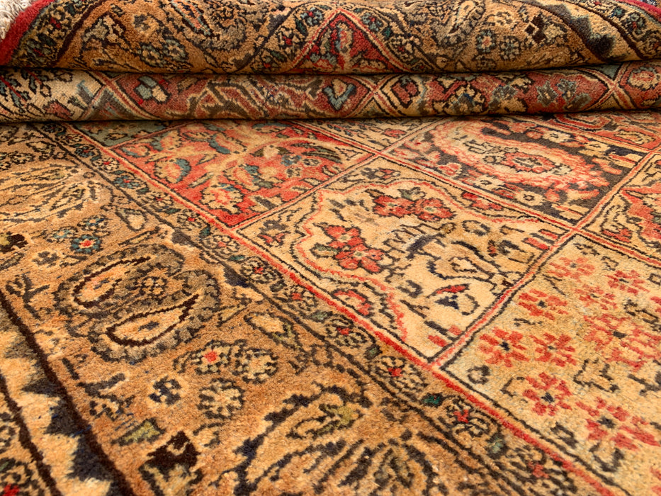 8'10 x 5'4 Hand-Knotted Persian Wool Rug in Beige, Blue, Rust & Gold Traditional Panel Garden Design | KBHM-1102