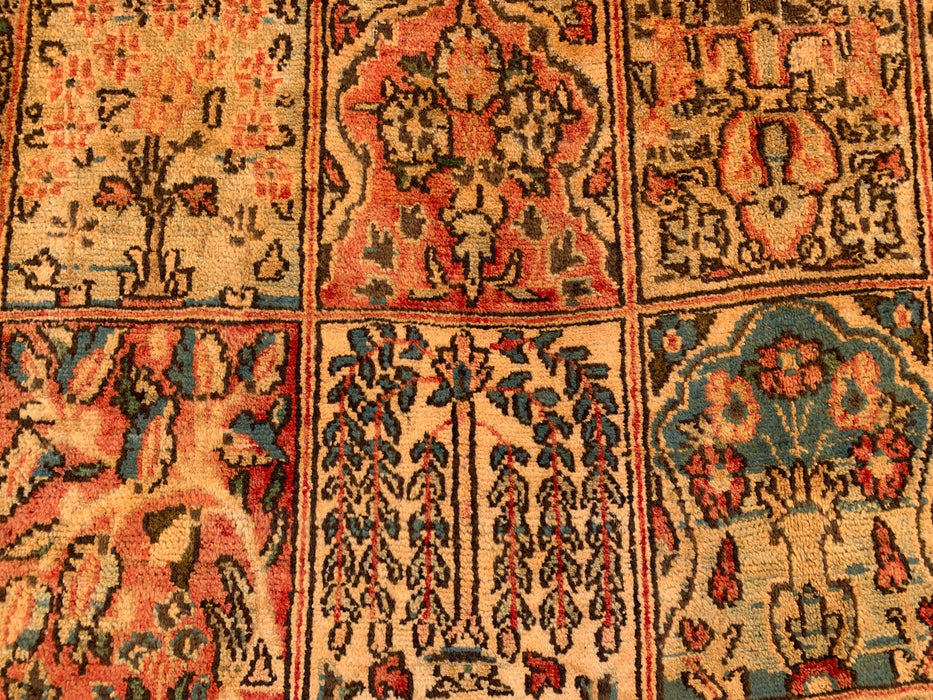 8'10 x 5'4 Hand-Knotted Persian Wool Rug in Beige, Blue, Rust & Gold Traditional Panel Garden Design | KBHM-1102