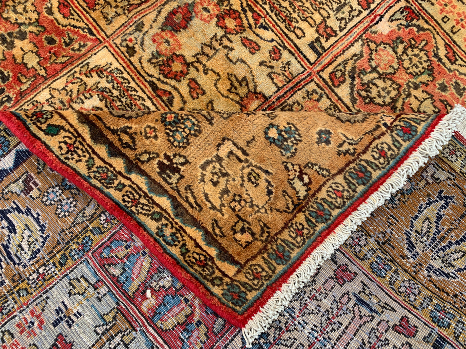 8'10 x 5'4 Hand-Knotted Persian Wool Rug in Beige, Blue, Rust & Gold Traditional Panel Garden Design | KBHM-1102