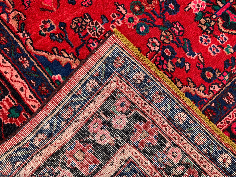 Hand-Knotted Persian Wool Rug - 10'8" x 6'11" - Red, Navy & Ivory Traditional Medallion Rug - KBHM-1103