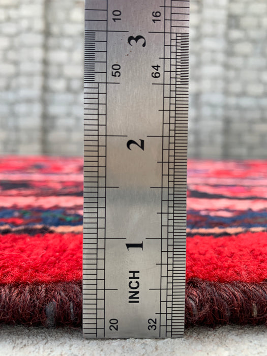 Hand-Knotted Persian Wool Rug - 10'8" x 6'11" - Red, Navy & Ivory Traditional Medallion Rug - KBHM-1103