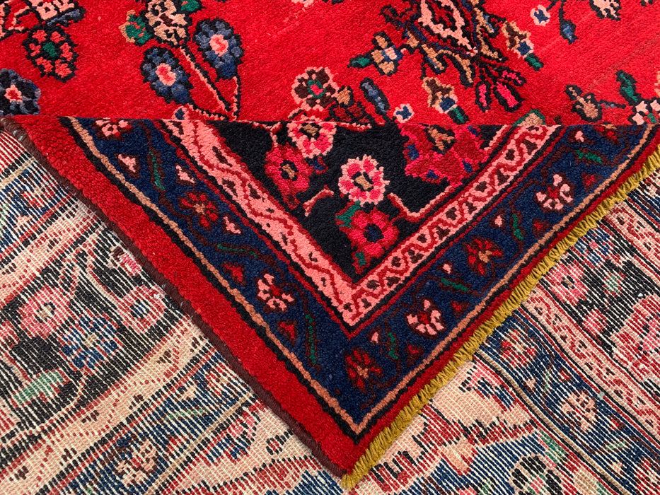 Hand-Knotted Persian Wool Rug - 10'8" x 6'11" - Red, Navy & Ivory Traditional Medallion Rug - KBHM-1103