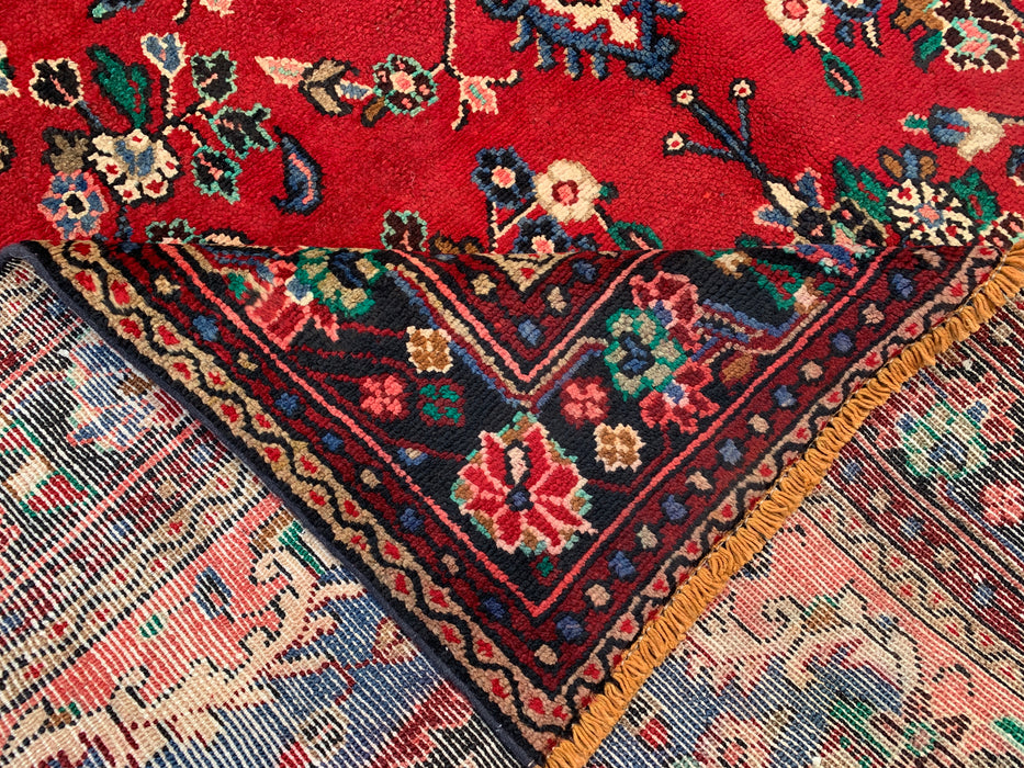 Kbhm-1104 Hand-Knotted Persian Wool Rug – 9'8" x 6'9" Red, Blue & Ivory Traditional Floral Area Rug
