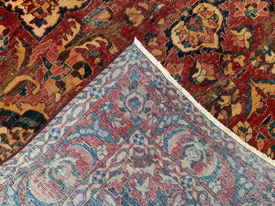 Handmade Persian Wool Area Rug 7x10 - Rust, Ivory & Blue Vintage Medallion Persian Style Rug - Exact Size 10'4" x 6'10" - KBHM-1105