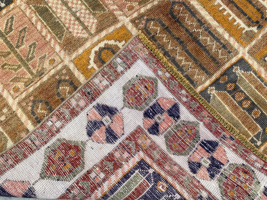 KBHM-1106 Hand-Knotted Persian Wool Rug – 9'3" x 6'2" Beige, Taupe & Ivory Panel Design One-of-a-Kind Area Rug