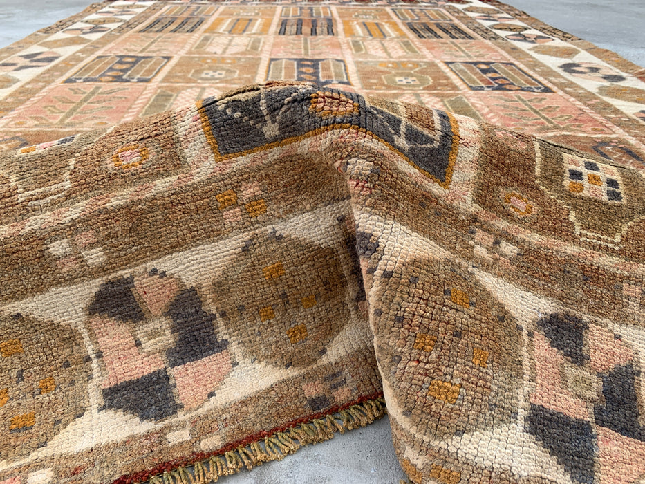 KBHM-1106 Hand-Knotted Persian Wool Rug – 9'3" x 6'2" Beige, Taupe & Ivory Panel Design One-of-a-Kind Area Rug