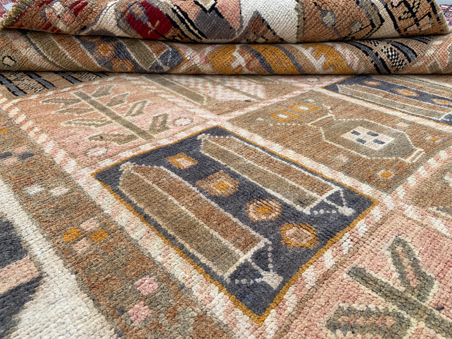 KBHM-1106 Hand-Knotted Persian Wool Rug – 9'3" x 6'2" Beige, Taupe & Ivory Panel Design One-of-a-Kind Area Rug