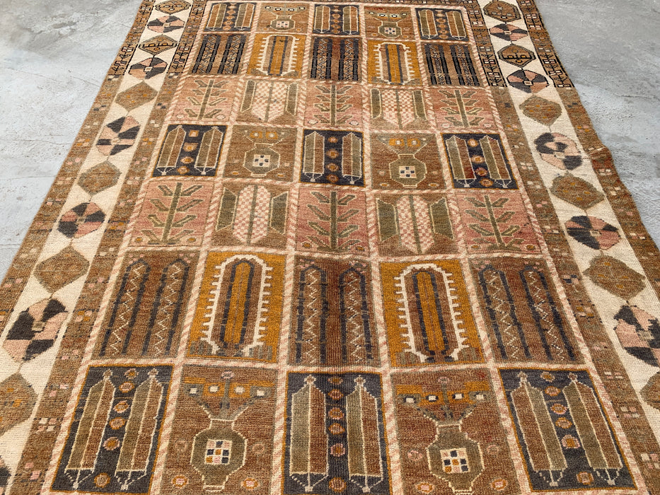KBHM-1106 Hand-Knotted Persian Wool Rug – 9'3" x 6'2" Beige, Taupe & Ivory Panel Design One-of-a-Kind Area Rug