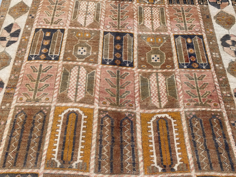 KBHM-1106 Hand-Knotted Persian Wool Rug – 9'3" x 6'2" Beige, Taupe & Ivory Panel Design One-of-a-Kind Area Rug