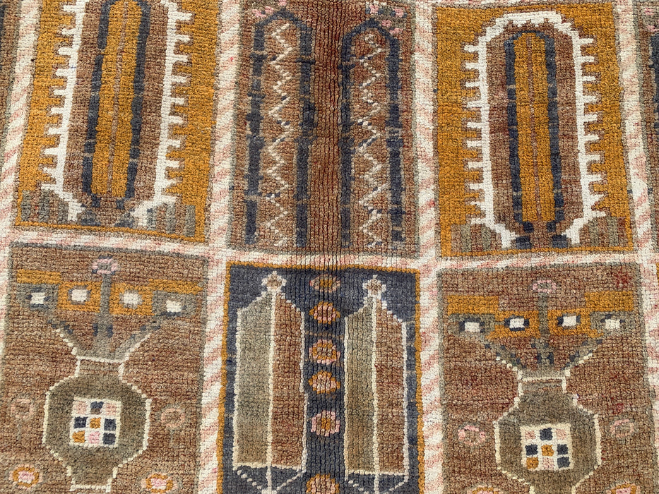 KBHM-1106 Hand-Knotted Persian Wool Rug – 9'3" x 6'2" Beige, Taupe & Ivory Panel Design One-of-a-Kind Area Rug
