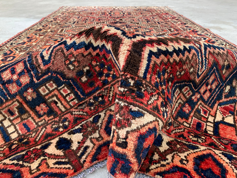 10'5 x 5'1 Hand-Knotted Persian Wool Rug in Red, Navy, Ivory & Rust Tribal Geometric Medallion Design | KBHM-1107