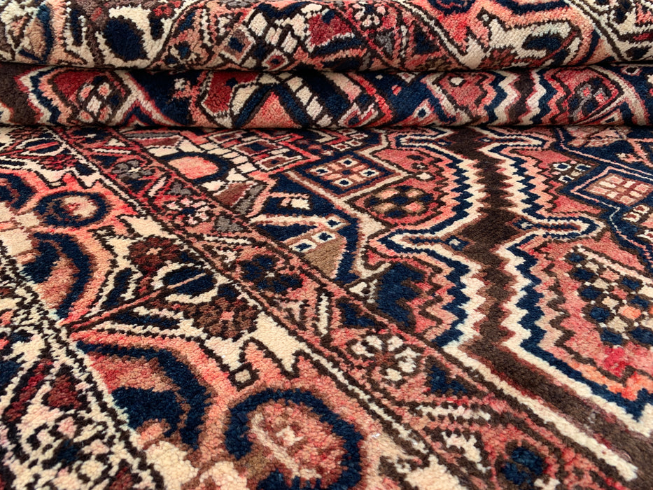 10'5 x 5'1 Hand-Knotted Persian Wool Rug in Red, Navy, Ivory & Rust Tribal Geometric Medallion Design | KBHM-1107