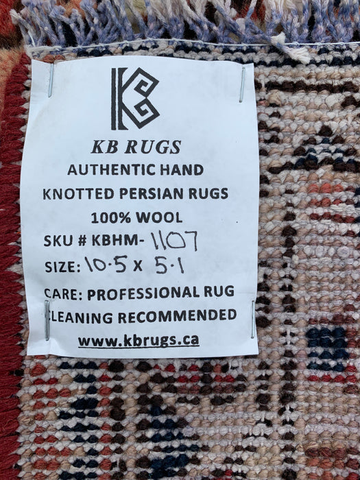 10'5 x 5'1 Hand-Knotted Persian Wool Rug in Red, Navy, Ivory & Rust Tribal Geometric Medallion Design | KBHM-1107