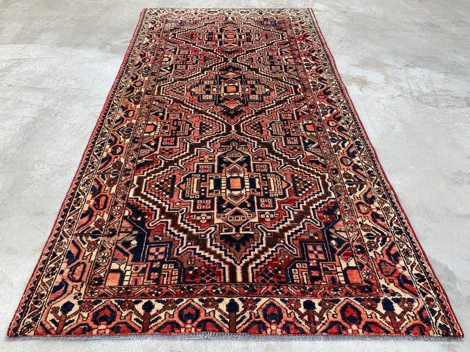 10'5 x 5'1 Hand-Knotted Persian Wool Rug in Red, Navy, Ivory & Rust Tribal Geometric Medallion Design | KBHM-1107