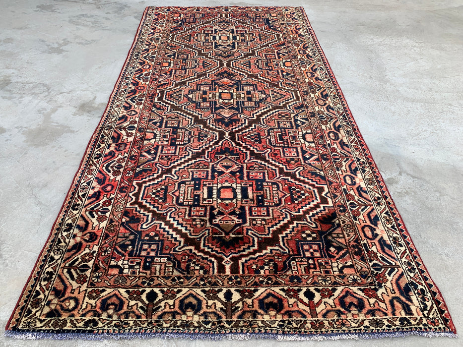 10'5 x 5'1 Hand-Knotted Persian Wool Rug in Red, Navy, Ivory & Rust Tribal Geometric Medallion Design | KBHM-1107