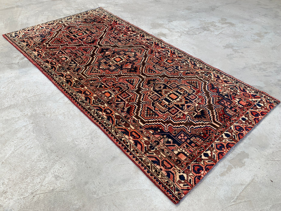 10'5 x 5'1 Hand-Knotted Persian Wool Rug in Red, Navy, Ivory & Rust Tribal Geometric Medallion Design | KBHM-1107