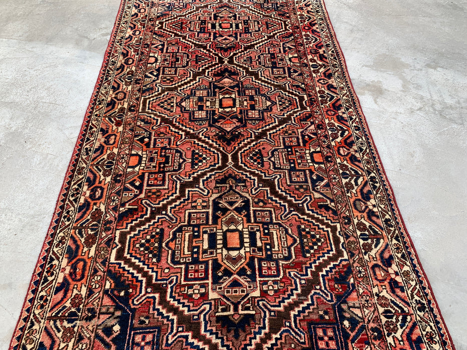 10'5 x 5'1 Hand-Knotted Persian Wool Rug in Red, Navy, Ivory & Rust Tribal Geometric Medallion Design | KBHM-1107