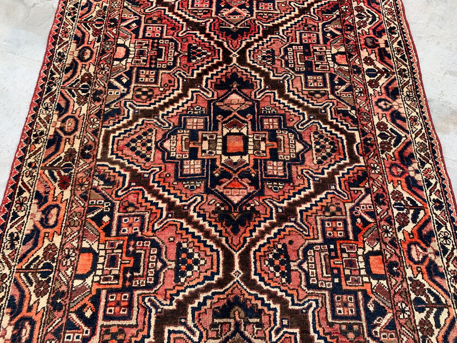 10'5 x 5'1 Hand-Knotted Persian Wool Rug in Red, Navy, Ivory & Rust Tribal Geometric Medallion Design | KBHM-1107