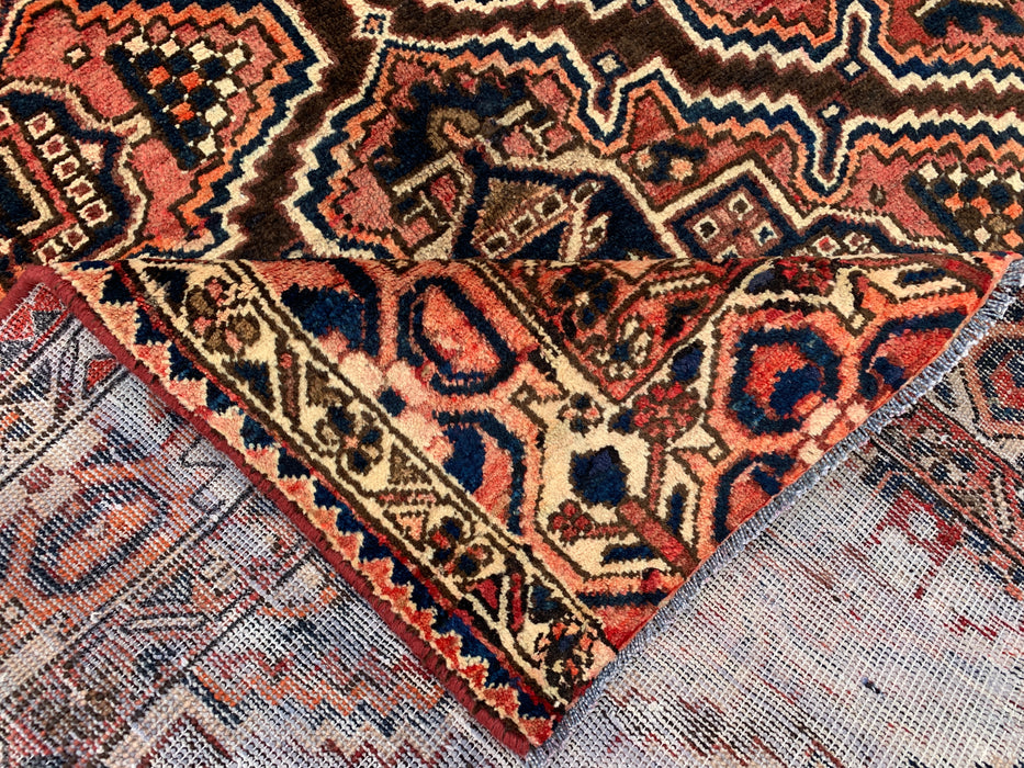 10'5 x 5'1 Hand-Knotted Persian Wool Rug in Red, Navy, Ivory & Rust Tribal Geometric Medallion Design | KBHM-1107