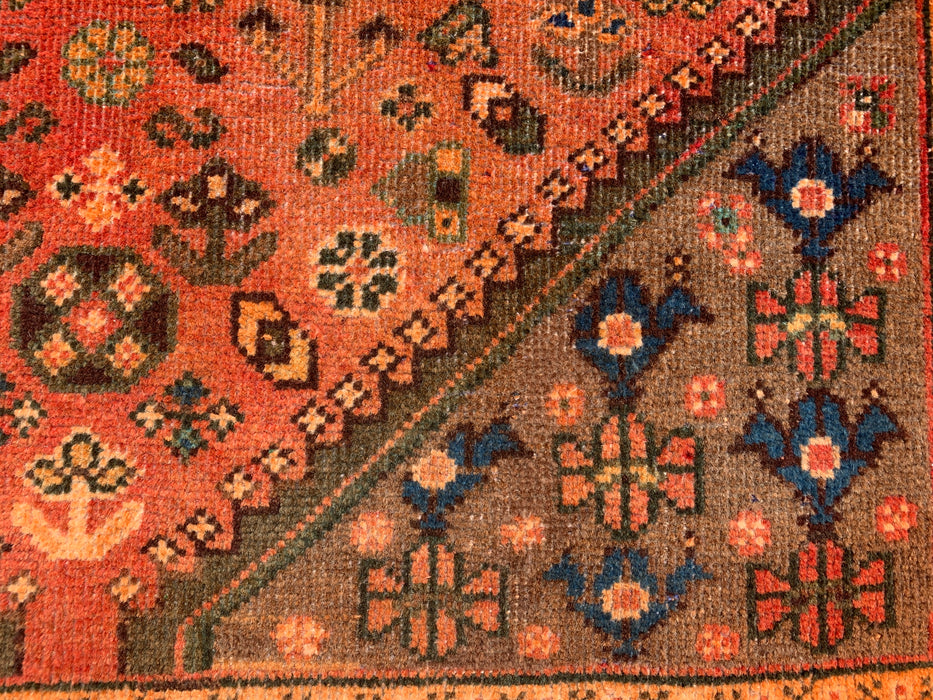 KB Rugs kbhm-1108 Hand-Knotted Persian Wool Runner Rug – 10'2" x 3'7" Rust, Blue & Ivory Geometric Tribal Design