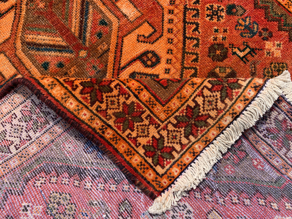KB Rugs kbhm-1108 Hand-Knotted Persian Wool Runner Rug – 10'2" x 3'7" Rust, Blue & Ivory Geometric Tribal Design