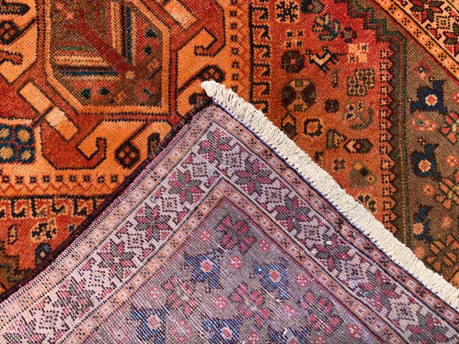 KB Rugs kbhm-1108 Hand-Knotted Persian Wool Runner Rug – 10'2" x 3'7" Rust, Blue & Ivory Geometric Tribal Design