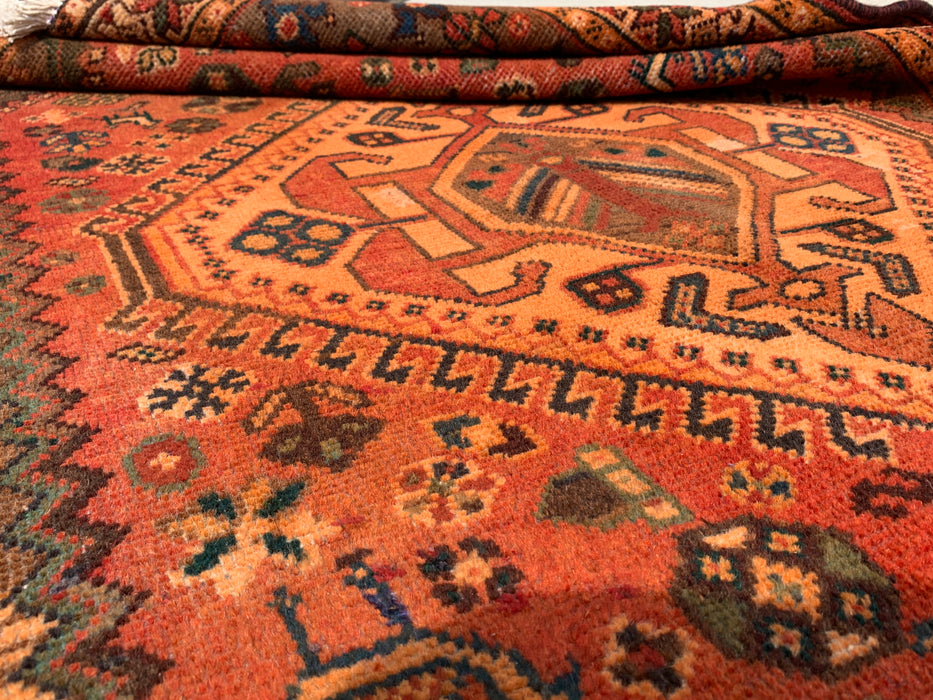 KB Rugs kbhm-1108 Hand-Knotted Persian Wool Runner Rug – 10'2" x 3'7" Rust, Blue & Ivory Geometric Tribal Design