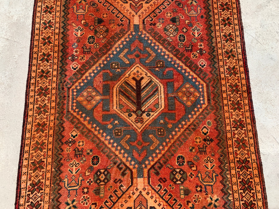 KB Rugs kbhm-1108 Hand-Knotted Persian Wool Runner Rug – 10'2" x 3'7" Rust, Blue & Ivory Geometric Tribal Design
