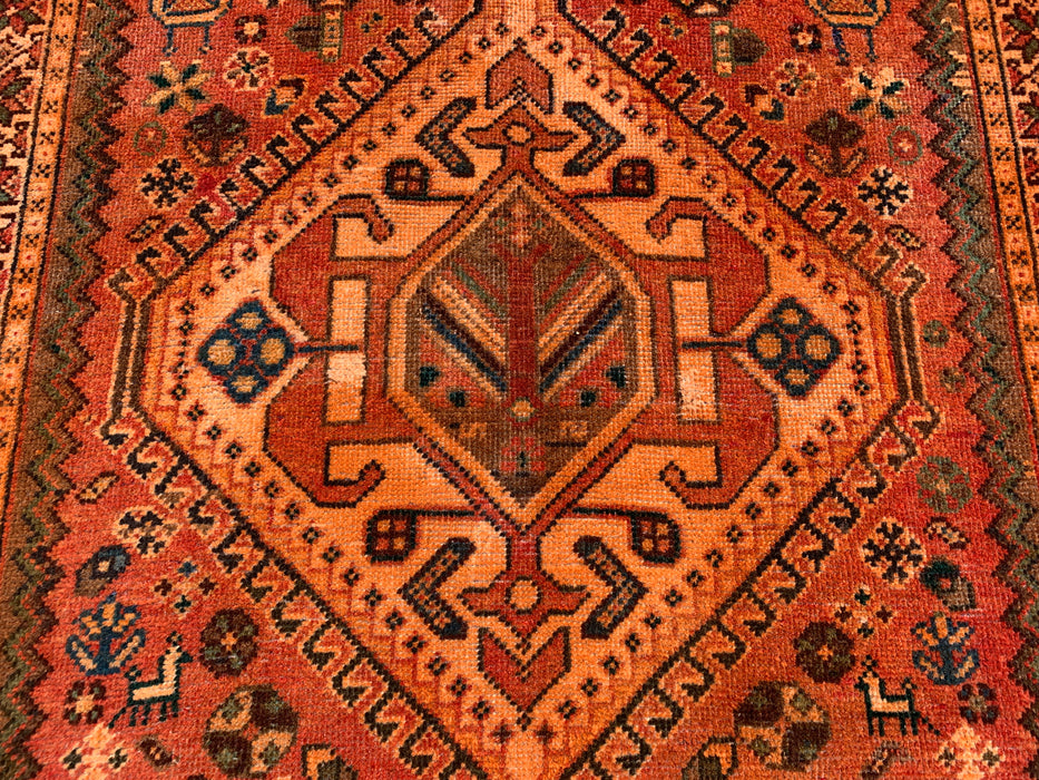 KB Rugs kbhm-1108 Hand-Knotted Persian Wool Runner Rug – 10'2" x 3'7" Rust, Blue & Ivory Geometric Tribal Design