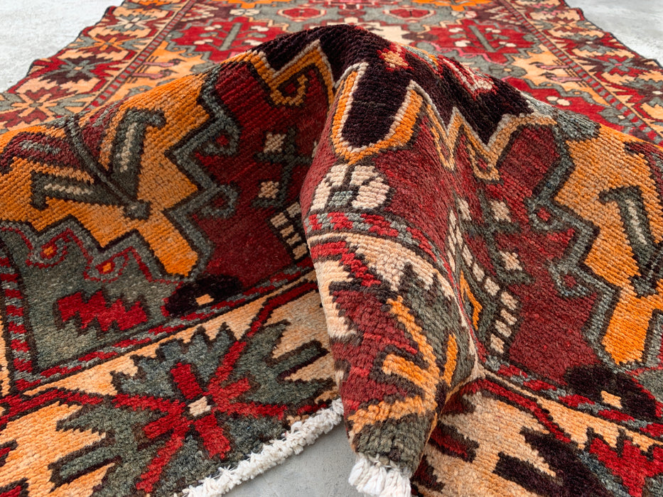 Hand-Knotted Persian Wool Rug 6'11 x 4'0 Gray Red Tribal Rug - KBHM-1110