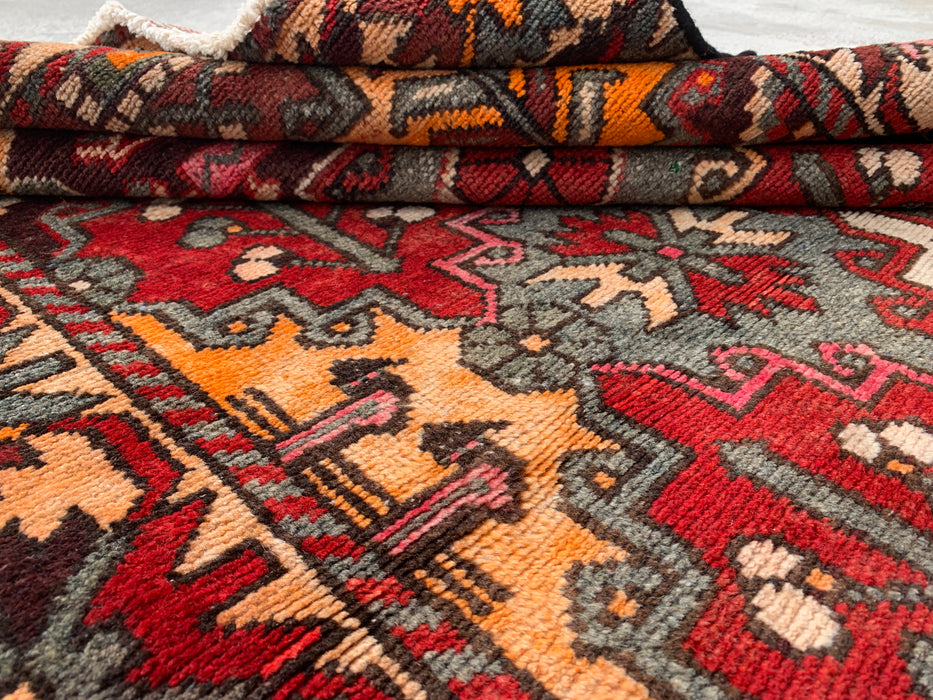 Hand-Knotted Persian Wool Rug 6'11 x 4'0 Gray Red Tribal Rug - KBHM-1110