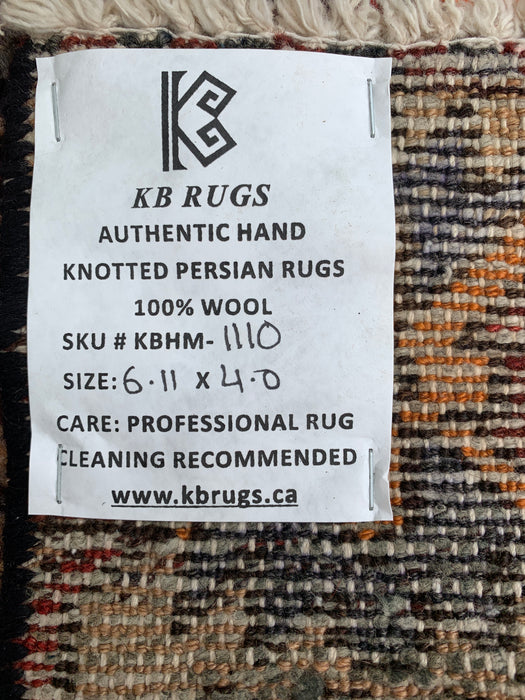 Hand-Knotted Persian Wool Rug 6'11 x 4'0 Gray Red Tribal Rug - KBHM-1110