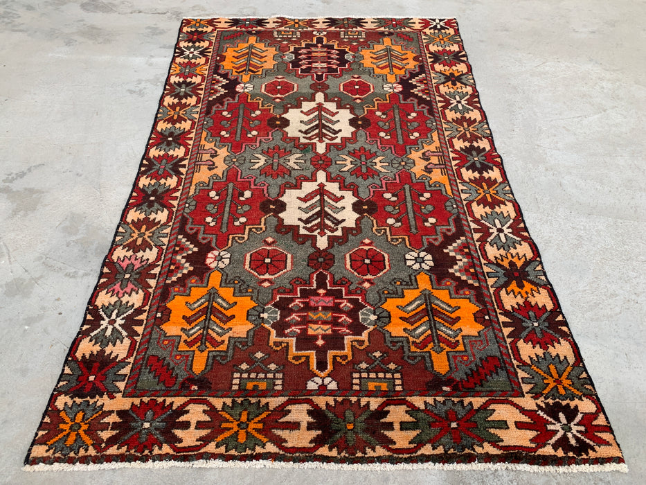 Hand-Knotted Persian Wool Rug 6'11 x 4'0 Gray Red Tribal Rug - KBHM-1110