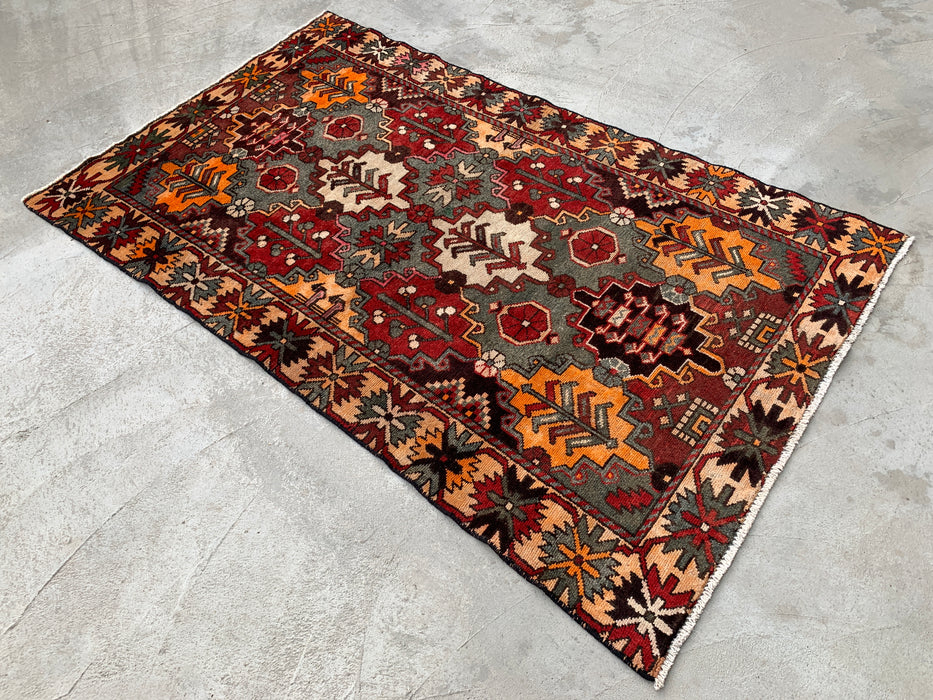 Hand-Knotted Persian Wool Rug 6'11 x 4'0 Gray Red Tribal Rug - KBHM-1110