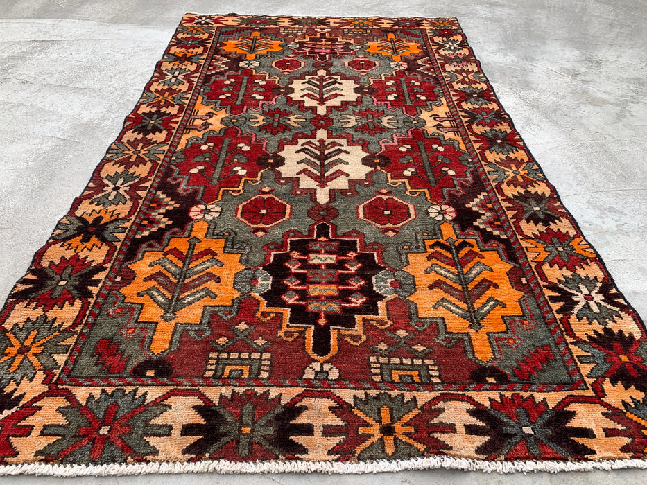 Hand-Knotted Persian Wool Rug 6'11 x 4'0 Gray Red Tribal Rug - KBHM-1110