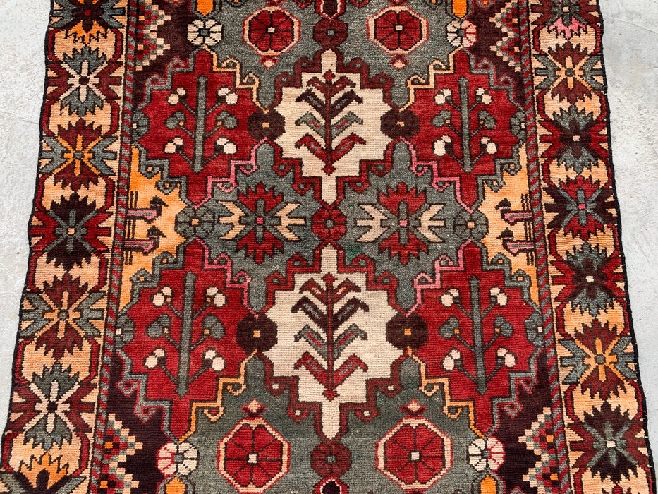 Hand-Knotted Persian Wool Rug 6'11 x 4'0 Gray Red Tribal Rug - KBHM-1110