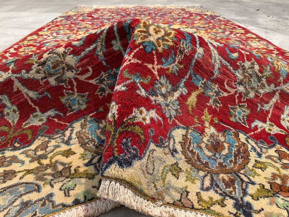 Hand-Knotted Persian Wool Rug 8'8" x 4'5" – Red Floral One-of-a-Kind Area Rug – KBHM-1111