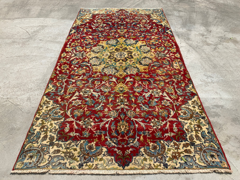 Hand-Knotted Persian Wool Rug 8'8" x 4'5" – Red Floral One-of-a-Kind Area Rug – KBHM-1111