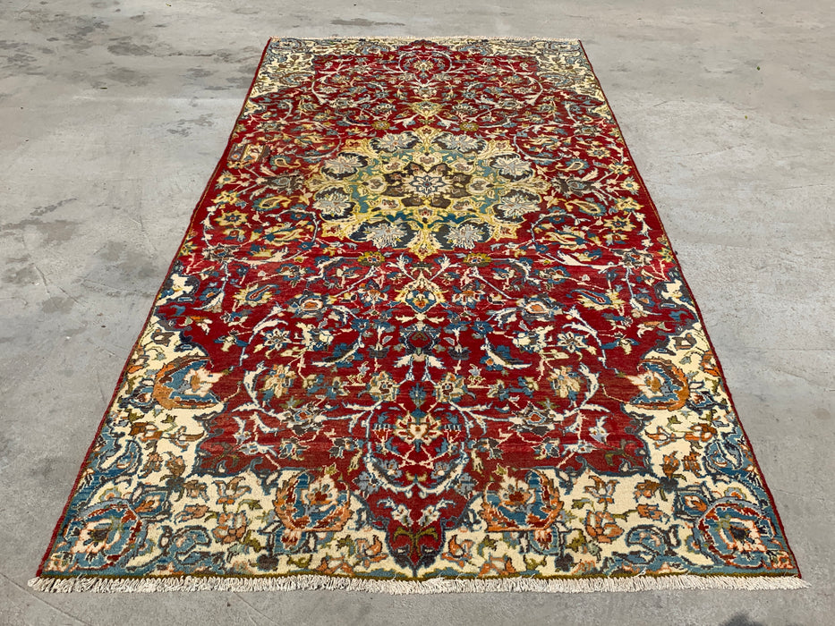 Hand-Knotted Persian Wool Rug 8'8" x 4'5" – Red Floral One-of-a-Kind Area Rug – KBHM-1111