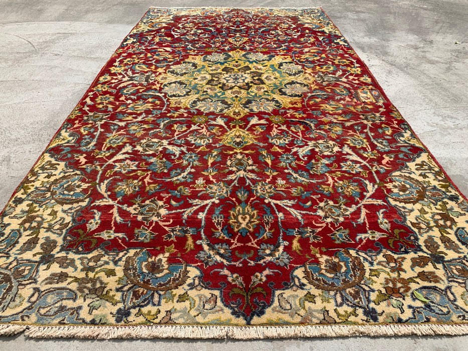 Hand-Knotted Persian Wool Rug 8'8" x 4'5" – Red Floral One-of-a-Kind Area Rug – KBHM-1111