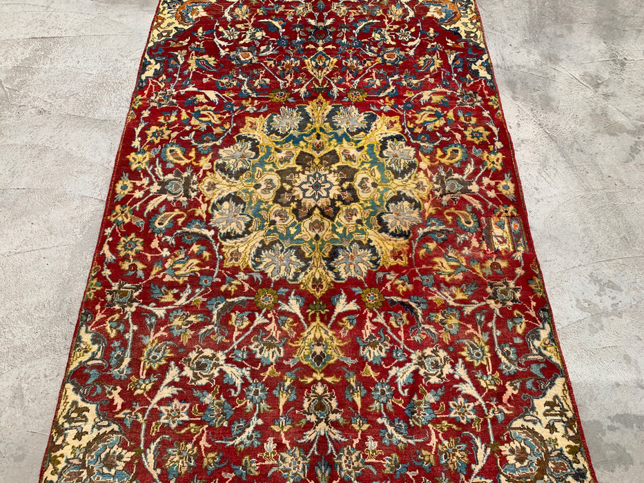 Hand-Knotted Persian Wool Rug 8'8" x 4'5" – Red Floral One-of-a-Kind Area Rug – KBHM-1111