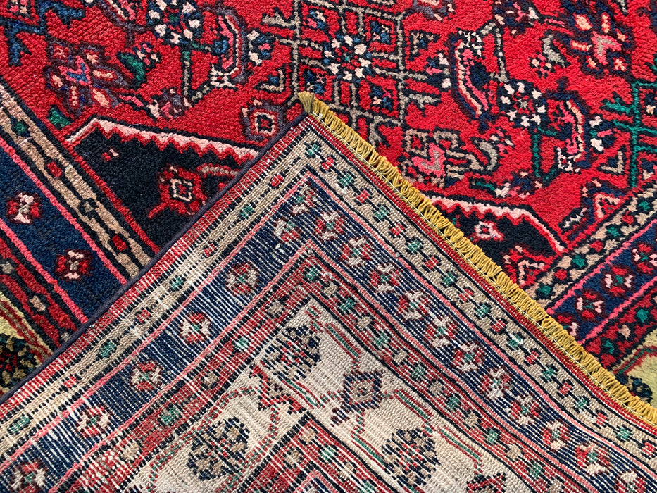 Red & Navy Hand-Knotted Persian Wool Area Rug – 10'2" x 6'11" – KBHM-1116