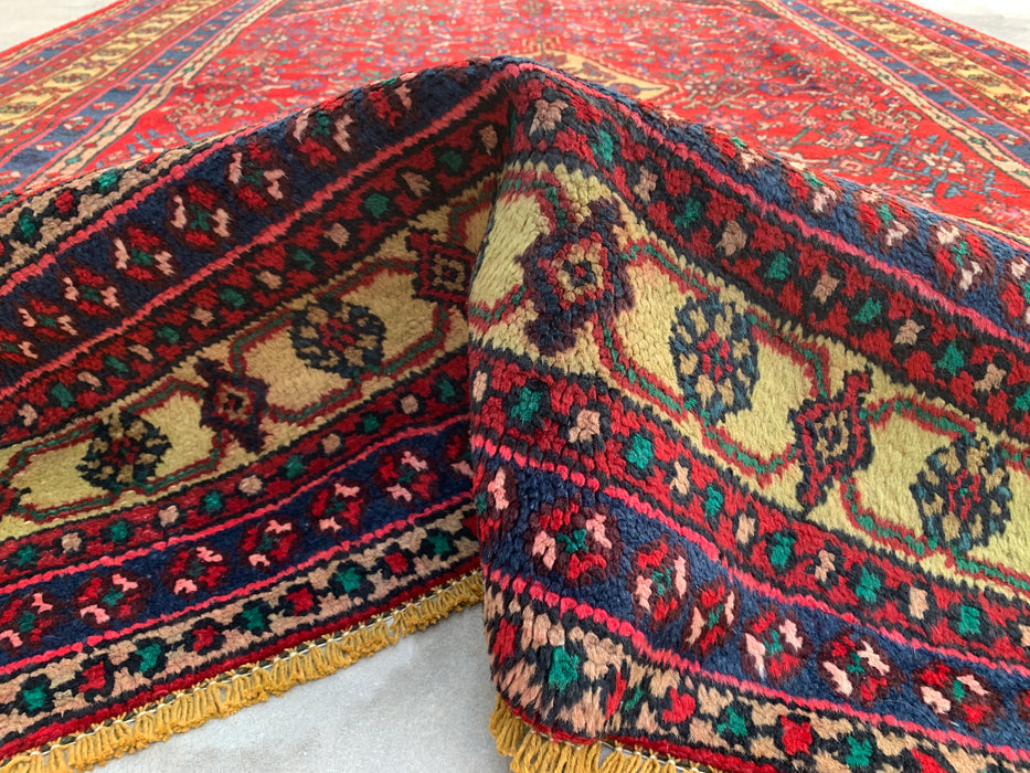 Red & Navy Hand-Knotted Persian Wool Area Rug – 10'2" x 6'11" – KBHM-1116